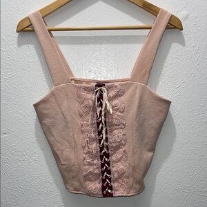 Chic Blush Lace-Up Women's Crop Top